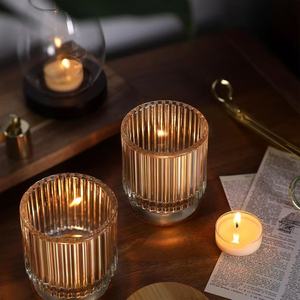 Barattoli in Vetro Trasparente Scanalato con Coperchio in Bambù, Contenitori Vuoti per Candele per Creare Candele da Matrimonio - Product Image 6