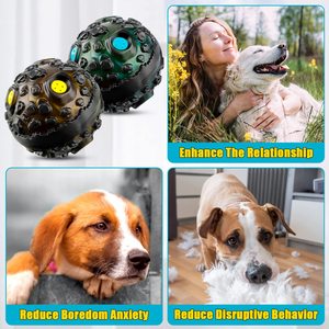 Giocattolo per cani palla per masticatori aggressivi palla di cane interattivo con stridula oscillazione risatina suono di gomma Pet giocattoli da masticare - Product Image 5