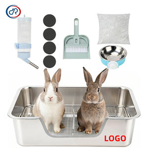<span class=keywords><strong>Bac</strong></span> à litière personnalisé en acier inoxydable de grande taille avec grille de tamisage pour lapins, cochons d'Inde et furets – Toilettes pour animaux de compagnie faciles à nettoyer - Product Image 1