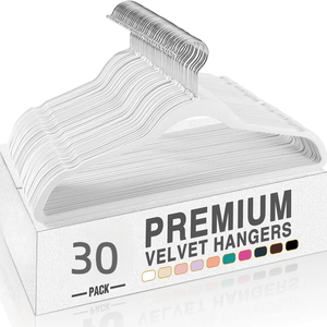 30-Pack Velvet Space Saving Clothes <b>Hangers</b> with Rotatable Metal Hook and Notches - Product Image 1