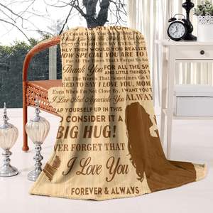 Couverture en flanelle rayée « Je t'aime <span class=keywords><strong>pour</strong></span> toujours » <span class=keywords><strong>pour</strong></span> ma <span class=keywords><strong>maman</strong></span>, cadeau doux <span class=keywords><strong>pour</strong></span> la fête des mères, Noël, usage domestique, 50x60 pouces - Product Image 1