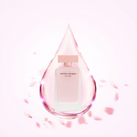 Perfume para Mujer en Botella Rectangular Rosa Pálido con Tapa de Terciopelo y Perlas, Aroma de Sillage Negro