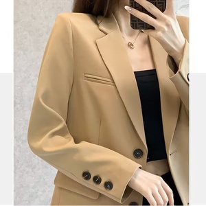 Mujeres Formal Slim <span class=keywords><strong>Blazer</strong></span> Forrado Otoño Primavera Manga Larga Bolsillos Abrigo Oficina Señora Sólido Traje de Moda Abrigo - Product Image 5