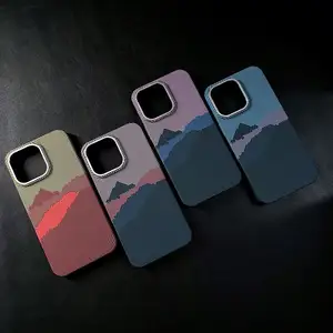 Casing ponsel pola serat karbon, casing ponsel cetak 14 serat karbon untuk iphone 13 max, PC ramping magnet mewah mode baru