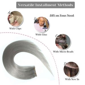 Cuticules brutes pour mèches de cheveux Remy, gris luxueux, 100% humaines, ultra-fines, russes, double tirage, trame invisible, sans perte de cheveux - Product Image 5