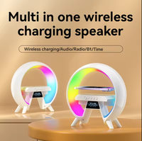 Draagbare speaker wekker draadloos opladen kleurrijke LED USB oplaadbare nachtkastlamp 4-in-1 tafellamp