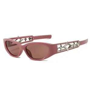 INS 2024 New Cat Eye Sunglasses Ladies Sexy High Quality Luxury Fashion Sun Glasses for Women Girls Metal Hollow Shade UV400