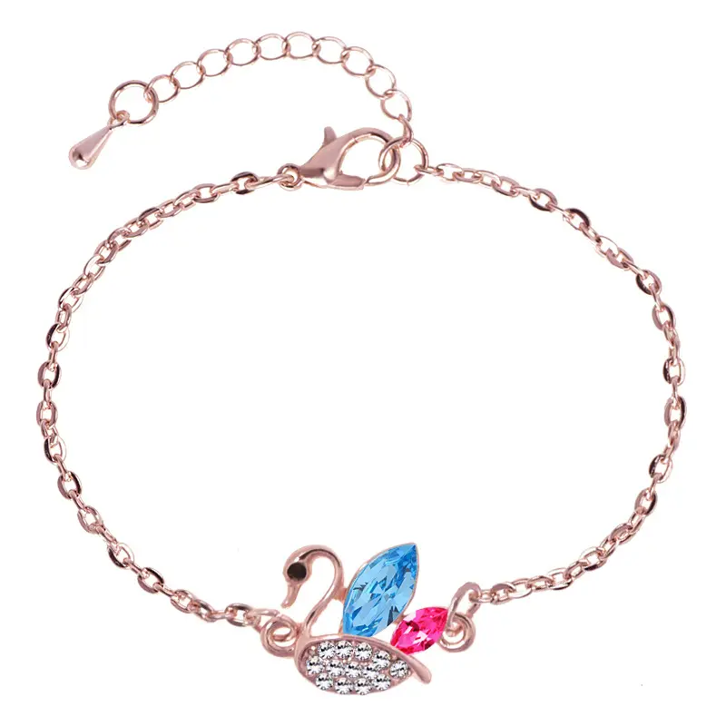 Roségold-Schmuck Schwäne damen einfache Kleidung Armband Halskette Schmuck-Set für Armband