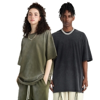 T-shirt vintage lavé à l'acide personnalisé en gros pour hommes tissu tricoté surdimensionné avec motif imprimé longue longueur Design de mode
