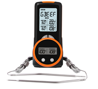 Thermomètre numérique pour viande avec sonnette d'alerte sonore, double sonde sans fil, portée 100 m, pour cuisson au four à micro-ondes
