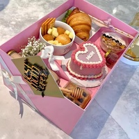 Boîte cadeau en papier personnalisée pour présentation alimentaire, avec compartiments et fentes, pour crêpes, croissants, biscuits, desserts, brunch et plateaux de dégustation
