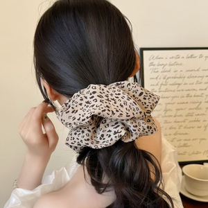 Élastiques à cheveux pour femmes, imprimé léopard, style vintage, élégants, raffinés et simples, design de niche de luxe léger, vente en gros d'accessoires pour cheveux - Product Image 1