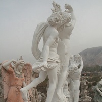 Statue vintage en marbre blanc, sculptée à la main, motif grec de Apollo et de mahne