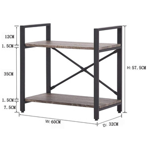 Étagère de rangement très vendue, étagère de rangement double couche sur pied pour entrepôt, étagère de rangement gain de place pour la maison, en fer et bois - Product Image 4