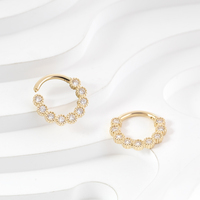 Perhiasan Emas 14K Fashion Anting Tusuk Tragus Helix Dangle Septum Cincin Hidung untuk Wanita