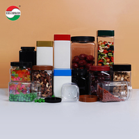 Bouteilles en plastique PET de qualité alimentaire de 400 à 1900 ml et boîtes carrées et rondes avec bouchon à vis