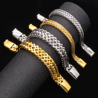 Bracelet unisexe classique en acier inoxydable, design métallique, plaqué noir, style Franco, idéal pour cadeau de mariage, disponible en gros