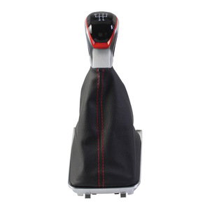 Pommeau de levier de vitesse manuel en cuir avec surpiqûres rouges pour Volkswagen Golf 7 MK7 GTI GTD 5 6 vitesses - Product Image 2