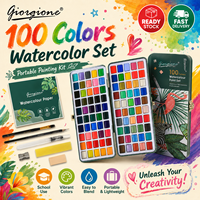 Ensemble de peinture à l'aquarelle solide professionnelle Giorgione, 100 couleurs, emballage en boîte métallique personnalisée, peinture à l'aquarelle pour toile et papier