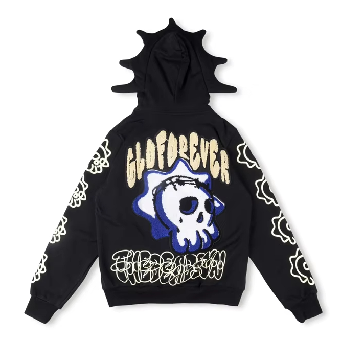Glo Gang the Glory Full Zip Hoodie - Beverage Cartoon Printed