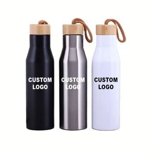 Nuevo Producto 2024 OEM, Botella de Agua de Acero Inoxidable 304 de Grado Alimenticio de 400 ml, Botella Deportiva Portátil con Aislamiento al Vacío y Tapa de Bambú - Product Image 1