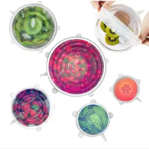 High Quality 6 Pack Various Sizes Silicone Stretch Lid Tapas Adaptables De Silicona Reusable Elastic Bowl Cover For Food Storage