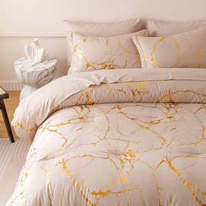 Sang Trọng Vàng Lá In 7-Mảnh Bộ Đồ Giường Set - Polyester Comforter Với Phù Hợp Với Tấm & Vỏ Gối - Product Image 5