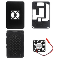 Raspberry Pi 4 Case ABS Shell Enclosure Box Carcasa negra Ventilador de refrigeración compatible para Raspberry Pi 4 Modelo B