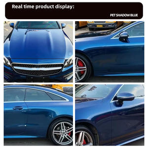 Rollo de película de envoltura de coche de PVC azul con sombra metálica PET brillante autoadhesivo de alta calidad de 1,52x18m para protección de pintura corporal - Product Image 2