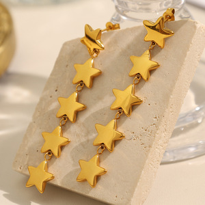 ต่างหูทรงหยดน้ำ 18k ชุบทอง สแตนเลสสตีล เครื่องประดับสำหรับงานปาร์ตี้รูปทรงเรขาคณิต EH859G - Product Image 2