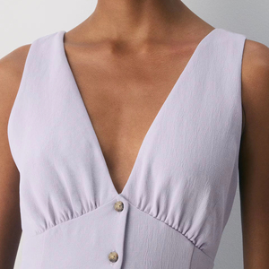 Robe maxi décontractée pour femme en modal à imprimé animal violet, avec dentelle et embellissements boutonnés, respectueuse de l'environnement - Product Image 6