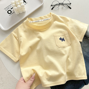 <span class=keywords><strong>Camiseta</strong></span> de Manga Corta 100% Algodón para Niños con Bolsillo Bordado de Perro, Top Casual de Verano para Niños Pequeños, Niñas y Bebés, Venta al Por Mayor - Product Image 4