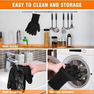 Gants de sécurité résistants à la chaleur jusqu'à 800 degrés, mitaines de four pour barbecue, gants de cuisine en silicone antidérapants et ignifuges pour la cuisson au micro-ondes - Product Image 4