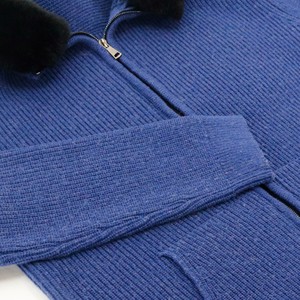 AiNear venta al por mayor logotipo personalizado diseño Oem & Odm manga larga cuello alto cremallera azul real para hombres acrílico lana tejido cárdigan suéter - Product Image 3