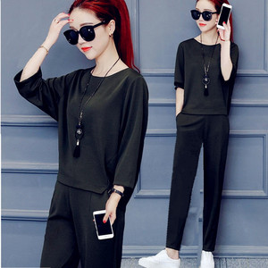 Plus Size Women's Casual Two-Piece Set Solid Color Knitted Polyester Summer Outfit Europe And America Style - Product Image 2