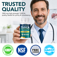 Suplemento de Ácido Tauroursodeoxycólico de 1200 mg para la Salud del Hígado, Marca Privada, Sin Gluten, Vegano, Apoyo al Metabolismo, Cápsulas TUDCA