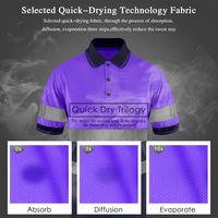Chemise polo de sécurité haute visibilité ZUJA avec logo personnalisé, 100 % polyester, manches courtes, couleur contrastée, pour vêtements de sécurité réfléchissants