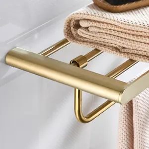 Brushed Gold Luxury Square Washroom Decoration Stainless Steel Bath Accessories Bathroom Set