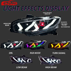 Accessoires de phares LED RGB automatiques SINDAR pour <span class=keywords><strong>Honda</strong></span> <span class=keywords><strong>Civic</strong></span> 2016-<span class=keywords><strong>2022</strong></span> 10e génération berline hayon TypeR 16-22 - Product Image 3