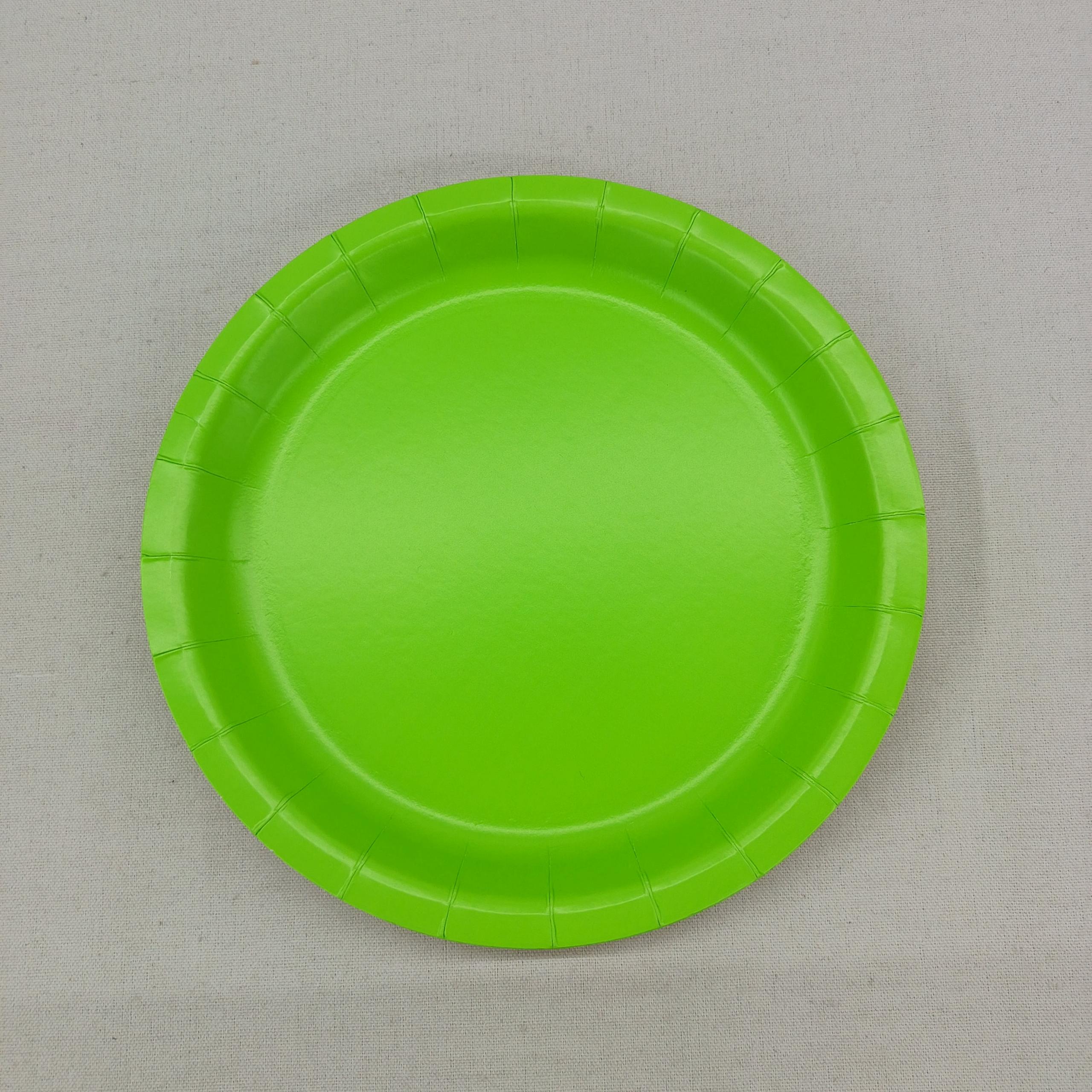 Assiette en papier verte 7 pouces * 10 pièces