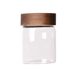 High quality honey glass jar, glass jar with wooden top - Product Image 1