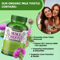 Kapsul Ekstrak Milk Thistle Label Pribadi OEM/ODM, Suplemen Pendukung Kesehatan Hati Silymarin untuk Dewasa, Kapsul Pembersih Hati yang Sehat