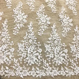 JC New Designer Luxury Wedding Dress Fabric Hand Beads Wholesale Price Sequin Lace Fabric Embroidery