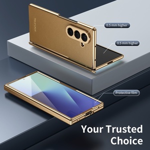 เคสโทรศัพท์มือถือหนัง PU หรูหราสำหรับ Samsung Z Fold 8 3 4 5 6 7 พร้อมฟิล์มกันรอยหน้าจอ กรอบชุบป้องกันแรงกระแทก - Product Image 5