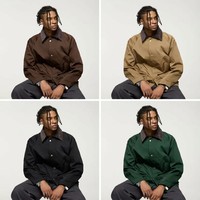 Chaqueta de Trabajo Safari para Hombre de Alta Densidad Resistente a las Arrugas, con Cuello de Pana Retro y Cierre de Botón Único, Estilo Utilitario