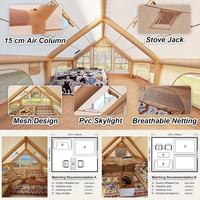 Tente de camping familiale durable en toile de coton de 12 mètres carrés, résistante aux intempéries, réfléchissante au soleil, à double couche