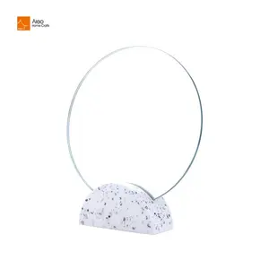 Halbkreisförmige Terrzzo Spiegel Basis Beliebte Bad Dekorative Make-Up Kosmetische Runde Glas Spiegel