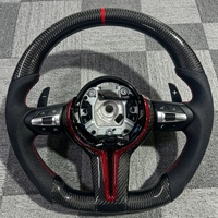 Volant de voiture M Sport en fibre de carbone à fond plat avec bande rouge pour BMW F10 F11 F20 F21 F22 F30 F31 F32 F80 F82 M3 M4 F82 M4