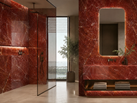Dalles de marbre Diaspro Rosso aux tons rouges pour les meubles de salle de bain, les tables à manger, les sols des halls d'hôtel et les encadrements de cheminées
