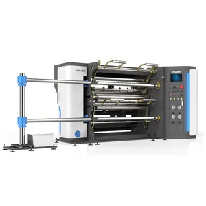 Roll to roll plastic slitter and rewinder machine for shrink film